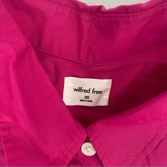 ARITZIA Wilfred Women's 2XS Vital Pink Short Sleeve Button Down Oversized Shirt - Picture 7 of 13